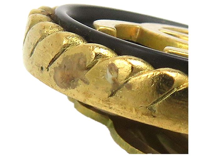 Orecchini a clip rotondi Chanel Black CC placcati oro e smalto Nero - vista 11