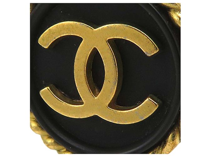 Orecchini a clip rotondi Chanel Black CC placcati oro e smalto Nero - vista 6