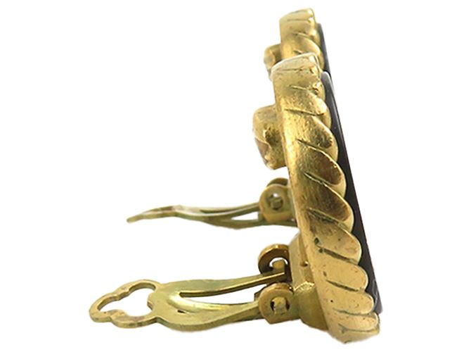 Orecchini a clip rotondi Chanel Black CC placcati oro e smalto Nero - vista 8