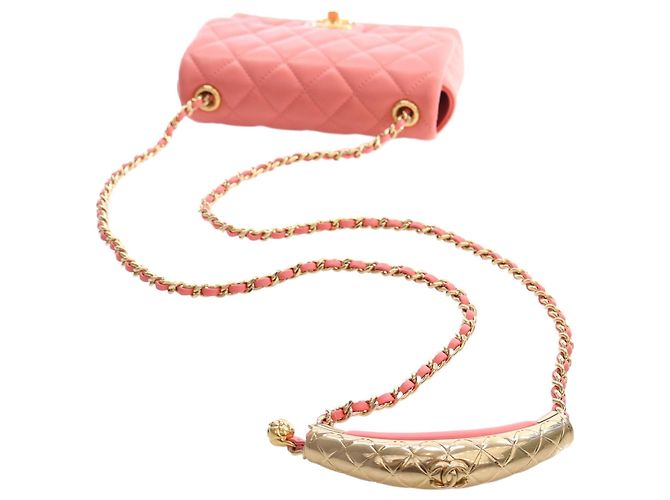 Chanel Pink Mini CC Quilted Lambskin Chain Flap - Ansicht 11