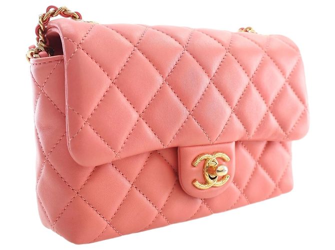 Chanel Pink Mini CC Quilted Lambskin Chain Flap - Ansicht 12