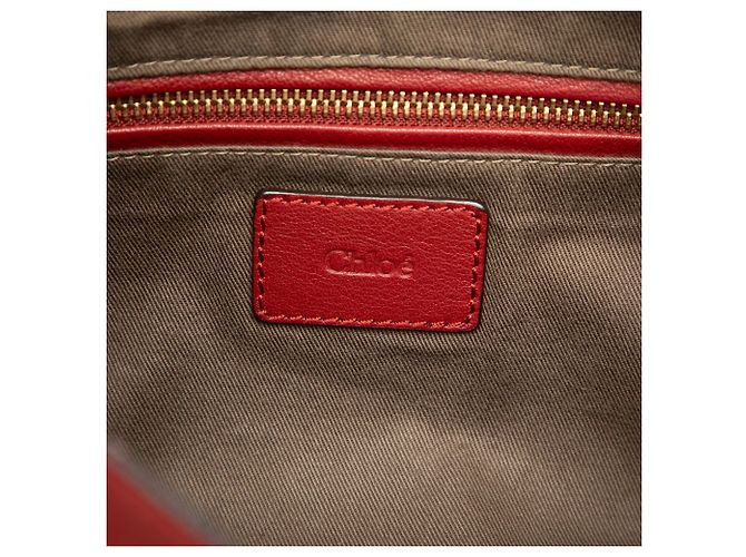 Chloé Red Medium Grained Calfskin Marcie Saddle Crossbody Roja Burdeos - vista 5