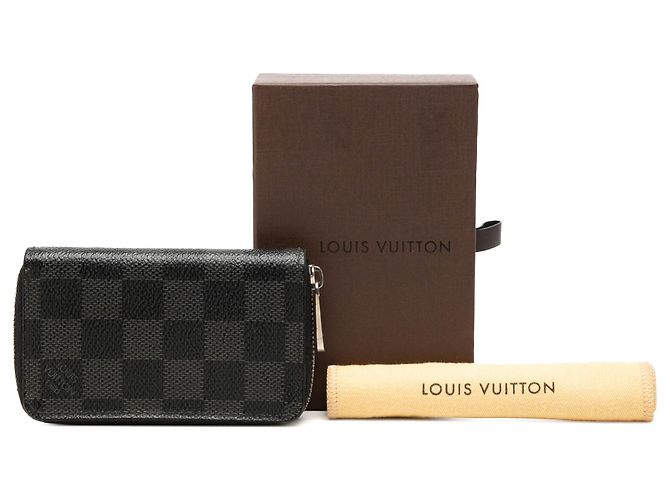 Louis Vuitton Black Damier Graphite Zippy Coin Pouch Nero - vista 7