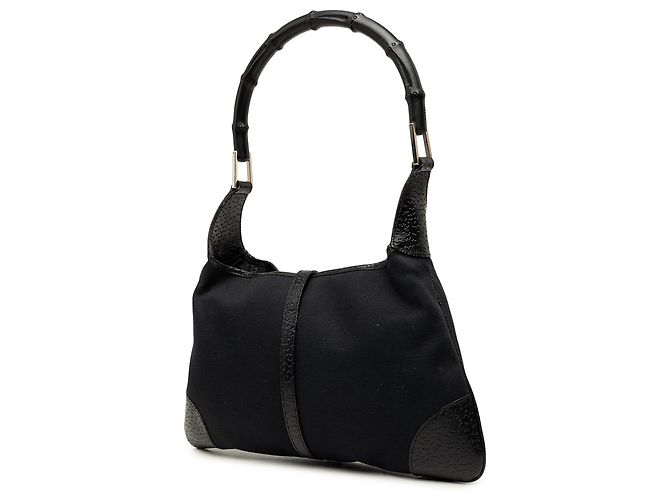 Gucci Bolsa Hobo Jackie em lona preta e bambu Preto - vista 2