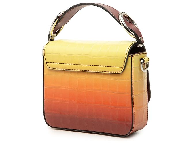 Bolso Satchel C Chloé de piel grabada efecto coco mini ombré amarillo - vista 2