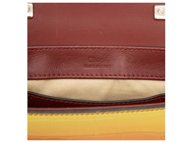Bolso Satchel C Chloé de piel grabada efecto coco mini ombré amarillo - vista 5
