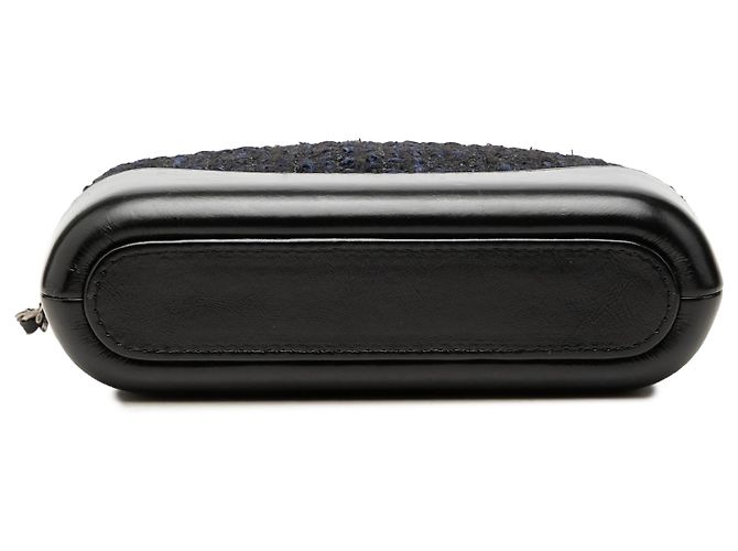 Clutch Gabrielle de tweed preto com fecho duplo e corrente Chanel - vista 3