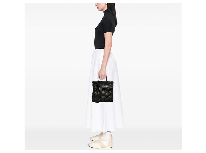The Row Mini Raffia Barn Tote Nero - vista 6