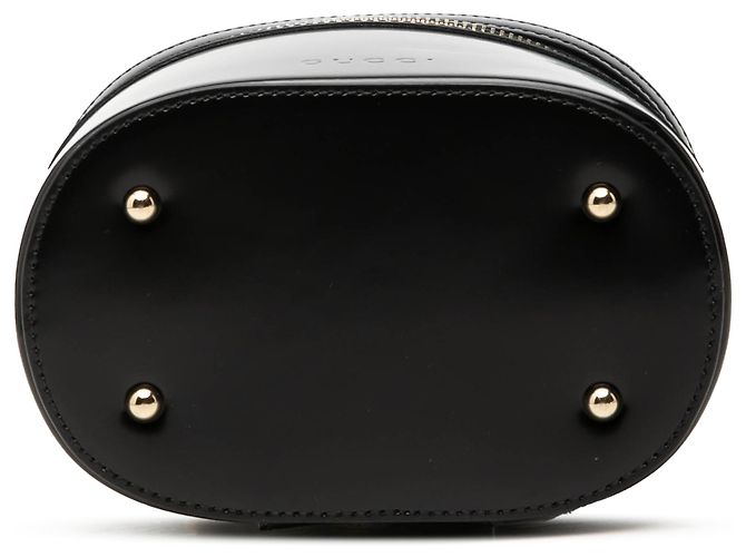Bamboo Bolsa Vanity Gucci em couro de bezerro brilhante preto com bambu - vista 3
