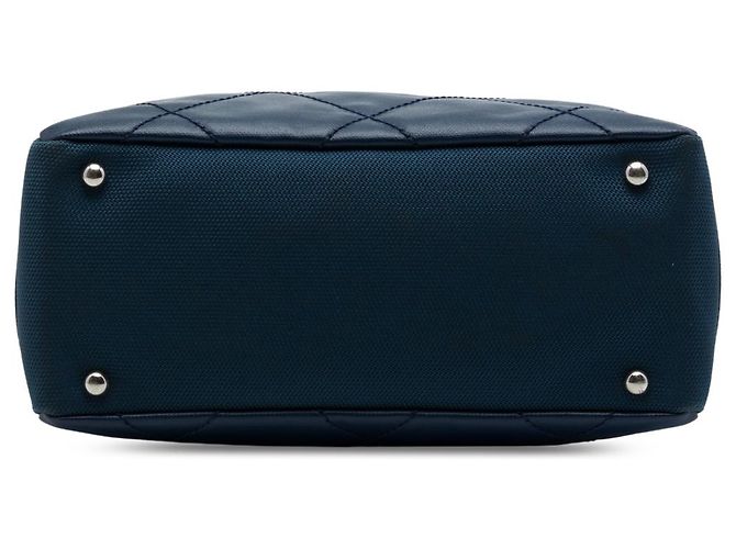 Chanel Blue Small Quilted Coated Canvas Paris Biarritz Tote Blau Marineblau - Ansicht 3