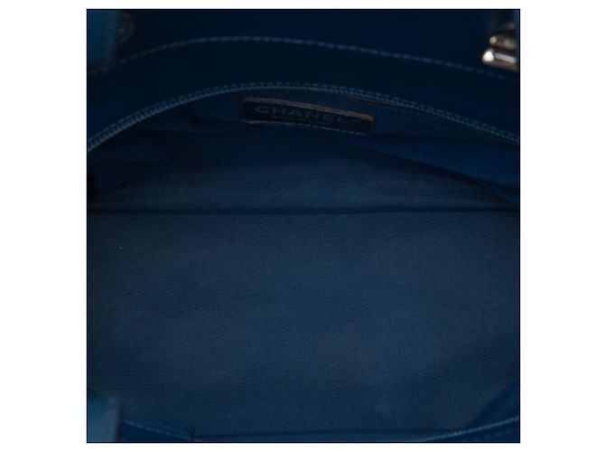 Chanel Blue Small Quilted Coated Canvas Paris Biarritz Tote Blau Marineblau - Ansicht 4