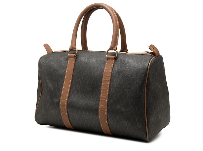 Sac Boston Dior en toile enduite motif nid d'abeille noir - vue 2