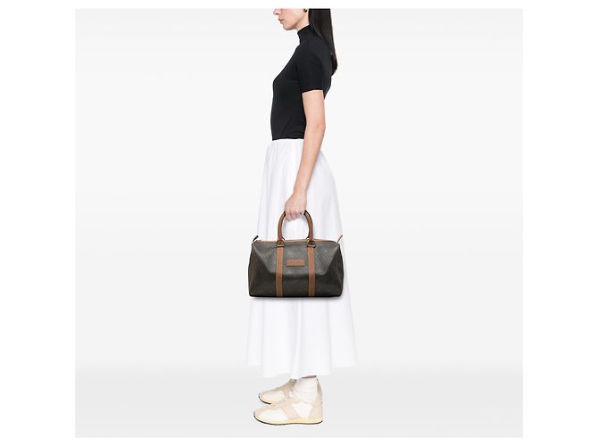 Sac Boston Dior en toile enduite motif nid d'abeille noir - vue 9