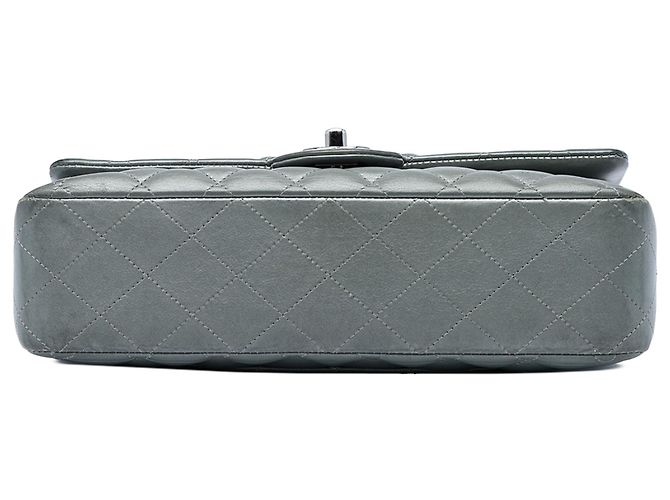 Chanel Silver Medium Classic Lambskin Double Flap Argenté - vue 3