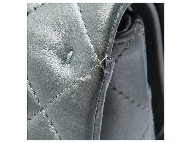 Chanel Silver Medium Classic Lambskin Double Flap Argenté - vue 5