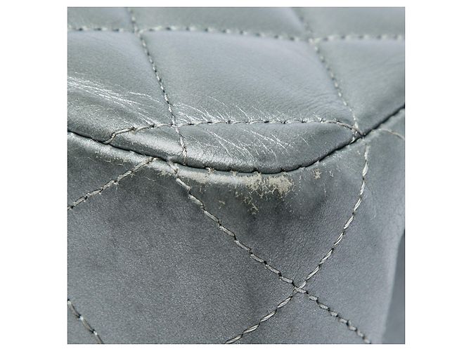 Chanel Silver Medium Classic Lambskin Double Flap Argenté - vue 6