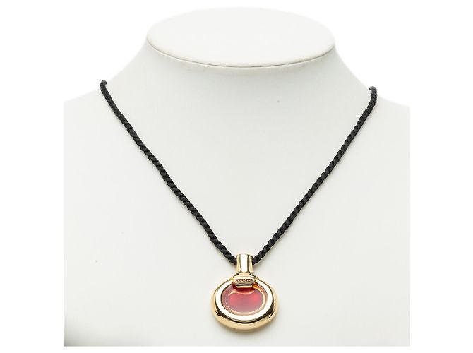 Collana con pendente a forma di flacone di profumo Hermès Gold placcato oro e laccato D'oro - vista 5