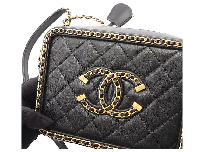 Chanel Small Lambskin CC Filigree Vanity Case Schwarz - Ansicht 9