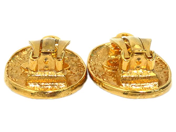 Orecchini a clip ovali Crown Chanel Gold CC placcati oro D'oro - vista 8