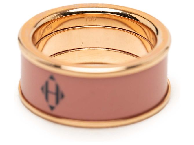 Hermès Pink Medium Gold Plated Enamel H Diamant Uni Ring - Ansicht 6