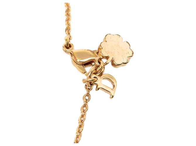 Colar Dior Gold Plated com pingente de strass e falsa pera em formato de gota Dourado - vista 4