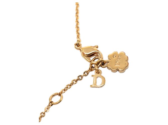 Colar Dior Gold Plated com pingente de strass e falsa pera em formato de gota Dourado - vista 5