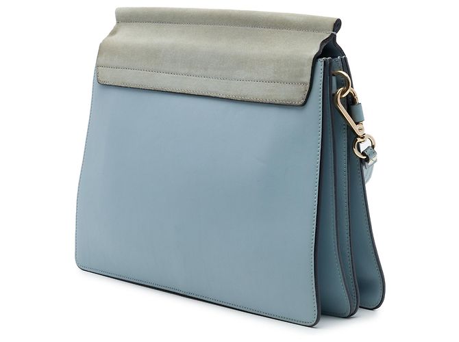 Chloé Faye Crossbody in vitello e camoscio blu Medium Blu chiaro - vista 2