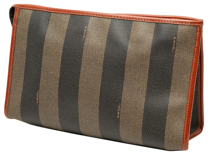 Fendi Brown Pequin Coated Canvas Cosmetic Clutch Braun - Ansicht 2