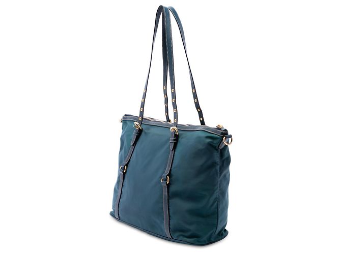 Bolso Satchel Prada de Tessuto con ribetes de Saffiano verde Verde oscuro - vista 2