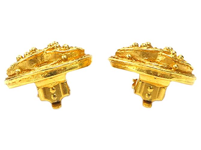 Boucles d'oreilles clips rondes plaquées or Chanel Gold CC Doré - vue 5