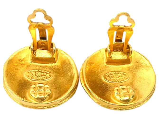 Boucles d'oreilles clips rondes plaquées or Chanel Gold CC Doré - vue 7