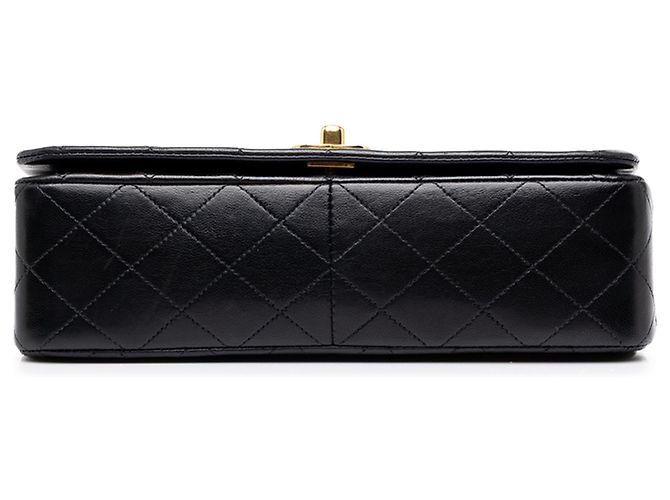 Chanel Black CC Quilted Lambskin Full Single Flap Negro - vista 3