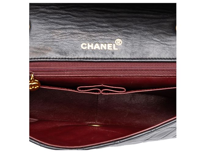 Chanel Black CC Quilted Lambskin Full Single Flap Negro - vista 4