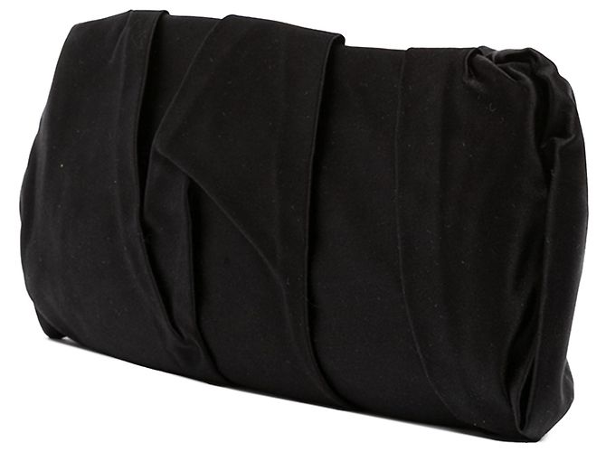 Prada Clutch mit Rahmen aus plissiertem Satin in Schwarz - Ansicht 2