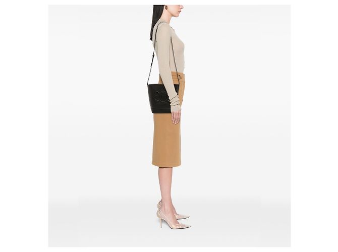 Céline Bolso Bucket Celine Black Small Calfskin Cuir Triomphe Negro - vista 6