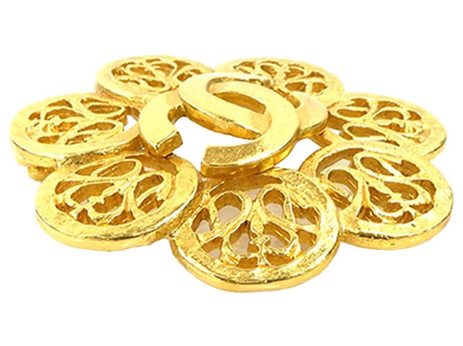 Broche de flor Chanel Gold CC chapado en oro Dorado - vista 2