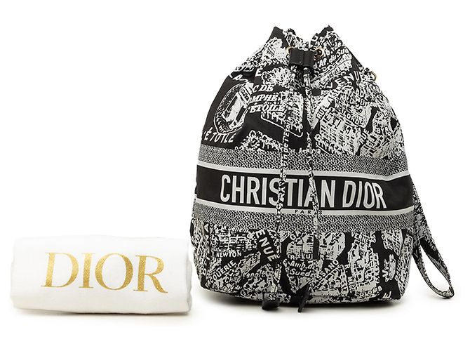 DiorTravel Plan de Paris Beutel mit Kordzug aus schwarzem technischem Gewebe Dior - Ansicht 7