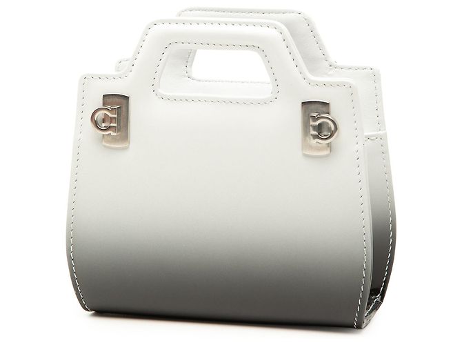 Salvatore Ferragamo Bolsa de mão Ferragamo Wanda Mini Gradient em couro de bezerro escovado branco com Gancini - vista 2