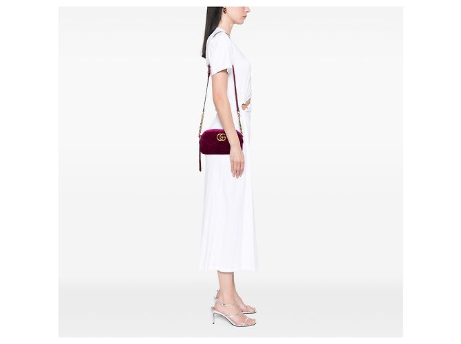 Gucci Borsa a tracolla Small GG Marmont Matelassé in velluto viola Porpora - vista 6