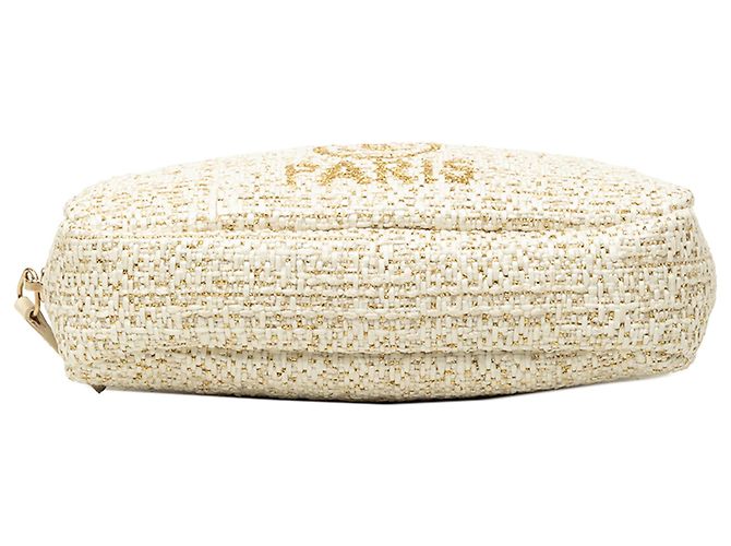 Beauty case Chanel Deauville in tweed beige - vista 3