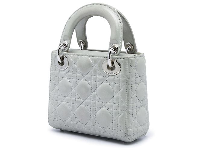 Dior Gray Mini Iridescent Lambskin Cannage Lady Dior Castaño - vista 2
