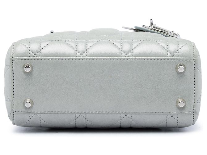 Dior Gray Mini Iridescent Lambskin Cannage Lady Dior Castaño - vista 3