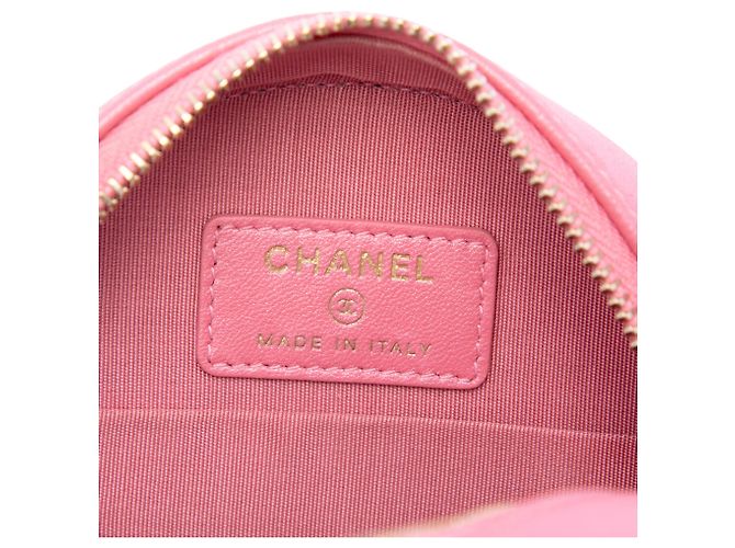 Clutch Chanel rosa in pelle d'agnello matelassé con perle rotonde e catena - vista 5