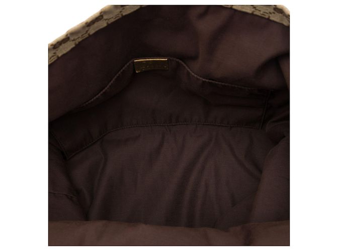 Sacola Gucci em lona GG bege com faixa Web - vista 4