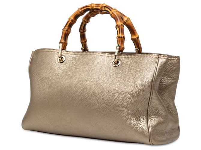 Borsa Satchel Gucci Gold Medium in pelle di vitello Bamboo Shopper D'oro - vista 2