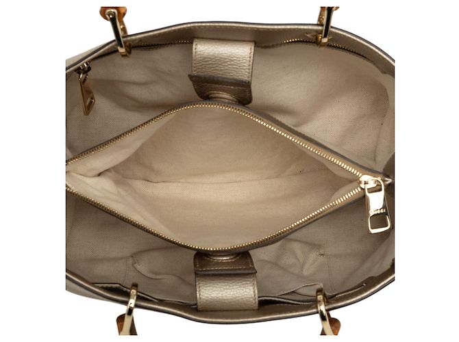 Borsa Satchel Gucci Gold Medium in pelle di vitello Bamboo Shopper D'oro - vista 4