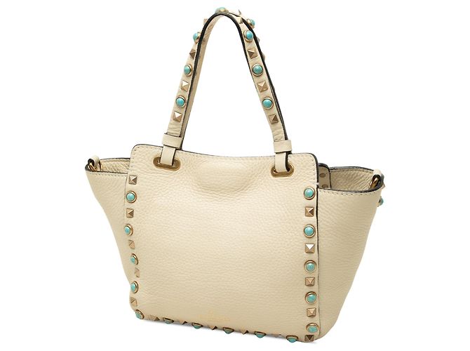 Bolsa Satchel Rolling Trapeze Rockstud em couro de bezerro granulado branco Valentino Mini - vista 2