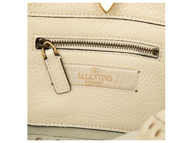 Bolsa Satchel Rolling Trapeze Rockstud em couro de bezerro granulado branco Valentino Mini - vista 5