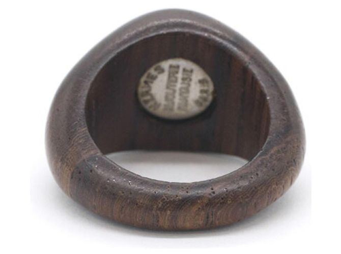 Ring Hermès Anillo Hermes Sellier Brown Silver Wood Band Castaño - vista 2