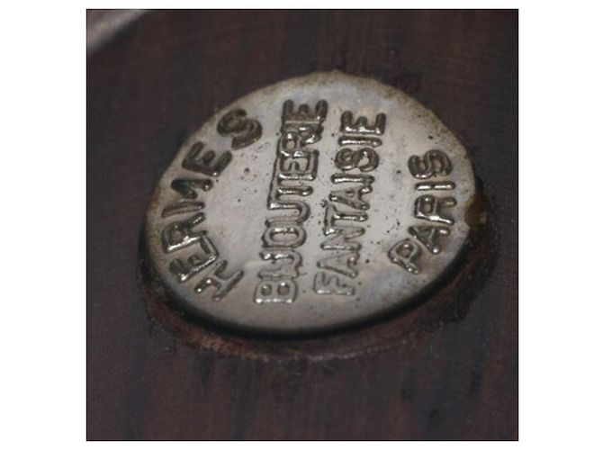 Ring Hermès Anillo Hermes Sellier Brown Silver Wood Band Castaño - vista 4